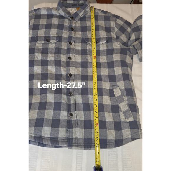 Tailor Vintage Blue Shirt Mens Sz L Shacket Sherpa Checkered Outdoor Lined - Picture 12 of 16